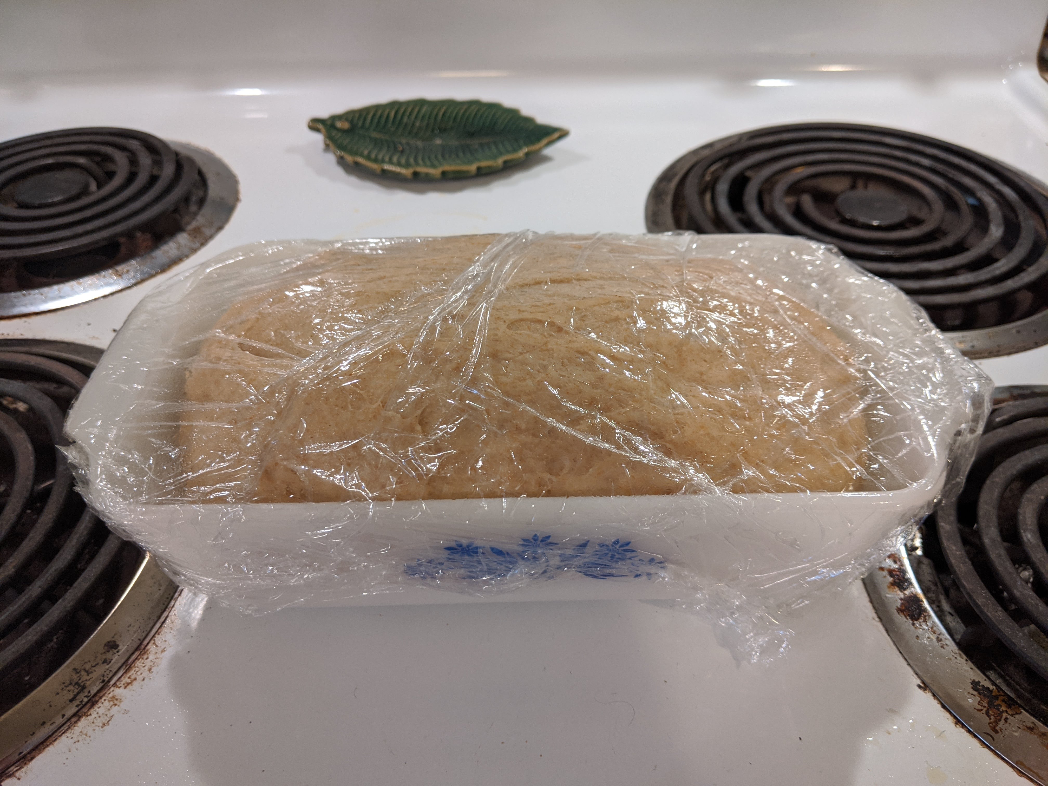 Bread in loaf pan after resting